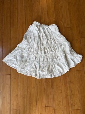 White Tiered Eyelet Maxi Skirt - Unbranded
